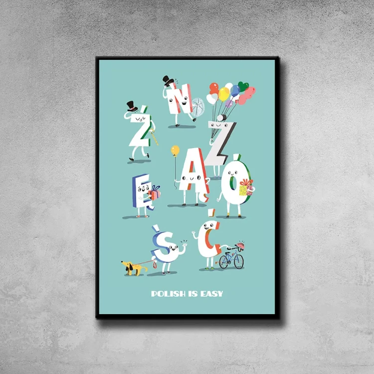 Plakat Polish is Easy tło ściana szary beton