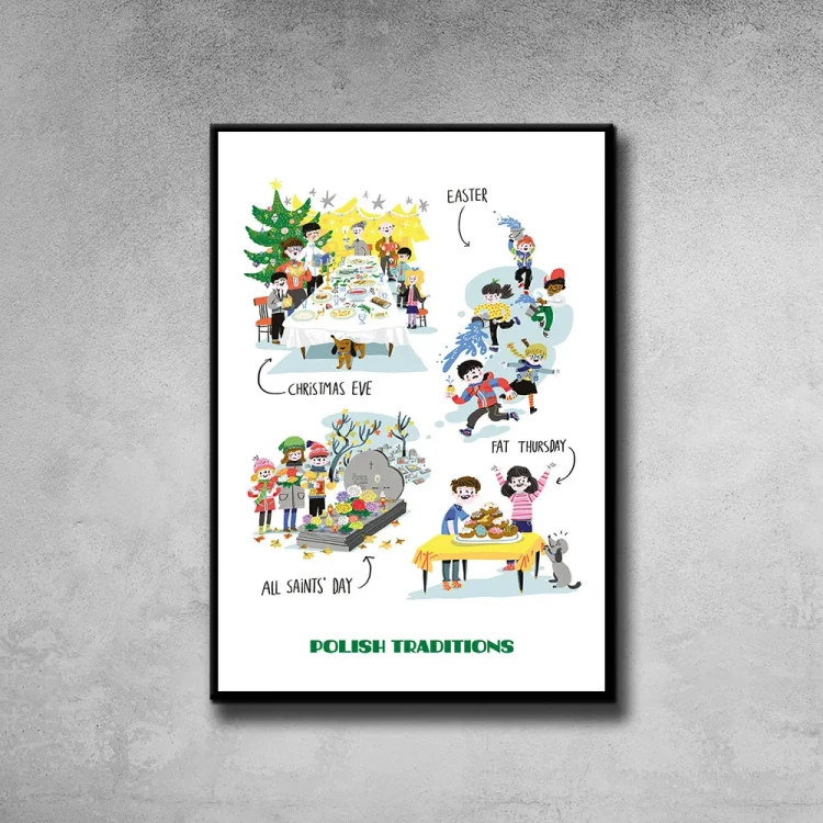 Plakat Polish Traditions tło ściana szary beton