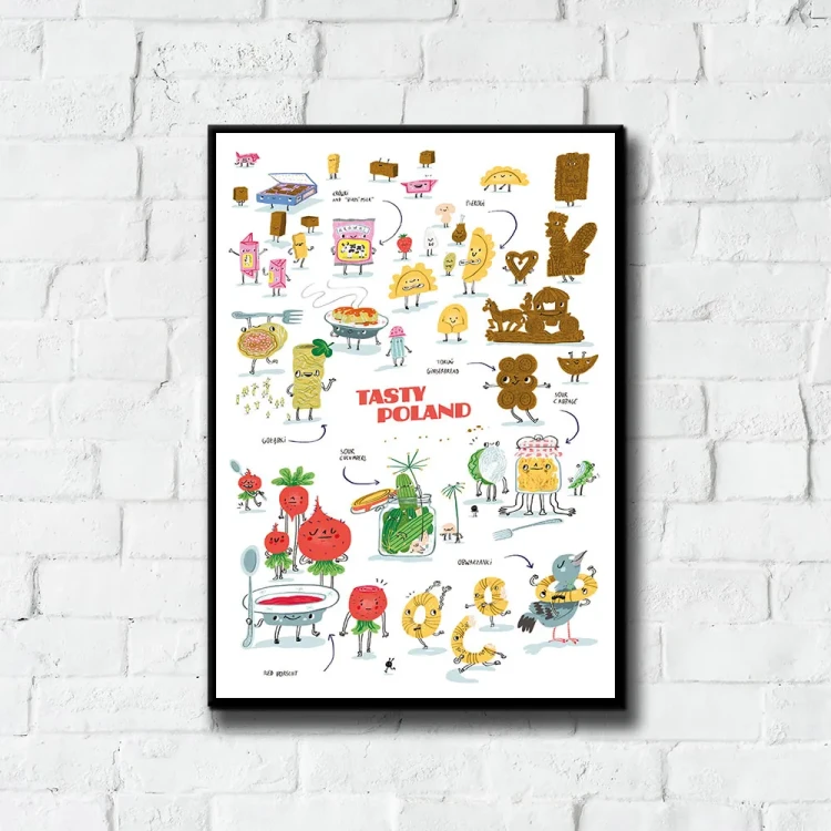 Plakat Tasty Poland tło ściana białe cegły