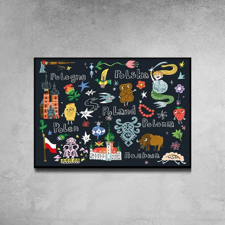 Plakat Pocztowka z Polski tło ściana szary beton