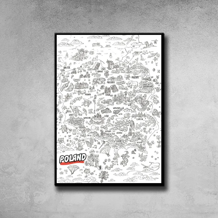 Plakat Kolorowanka Polska tło ściana szary beton