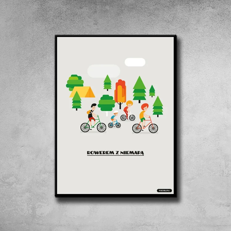 Plakat Rowerem z Niemapą tło ściana szary beton