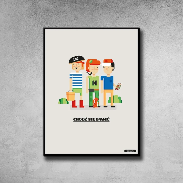 Plakat Chodź się Bawić tło ściana szary beton