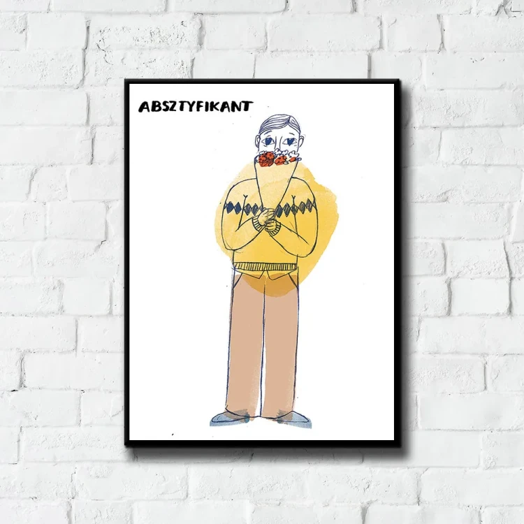 Plakat Absztyfikant tło ściana białe cegły