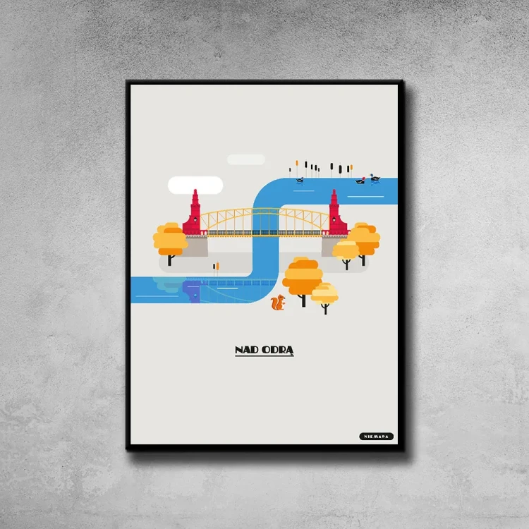 Plakat Nad Odrą tło ściana szary beton