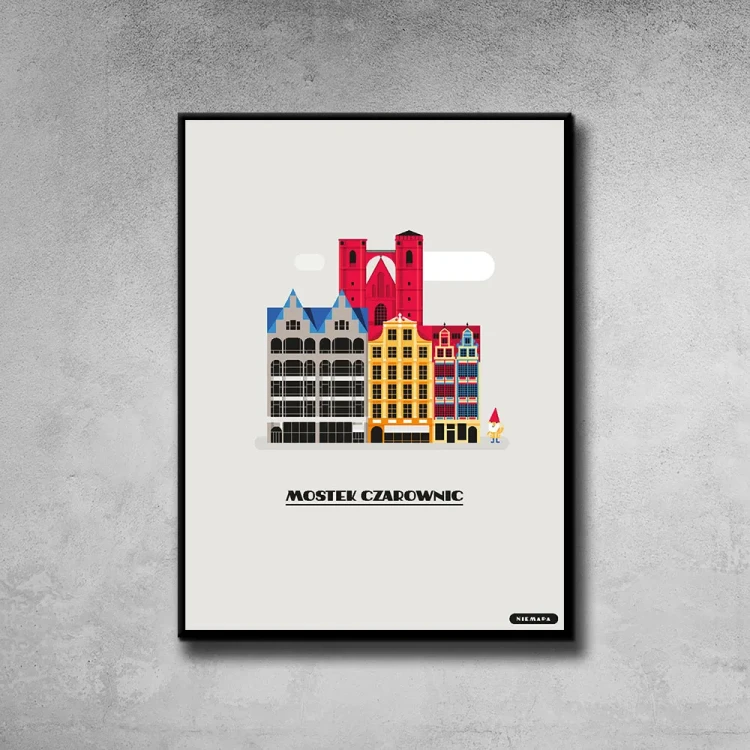 Plakat Mostek Czarownic tło ściana szary beton