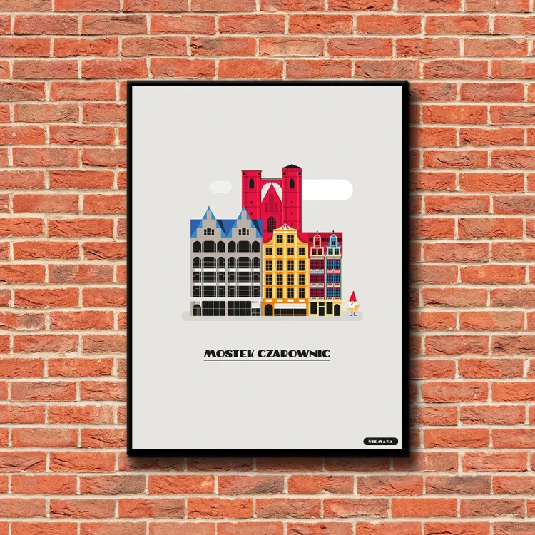 Plakat Mostek Czarownic tło ściana czerwone cegły