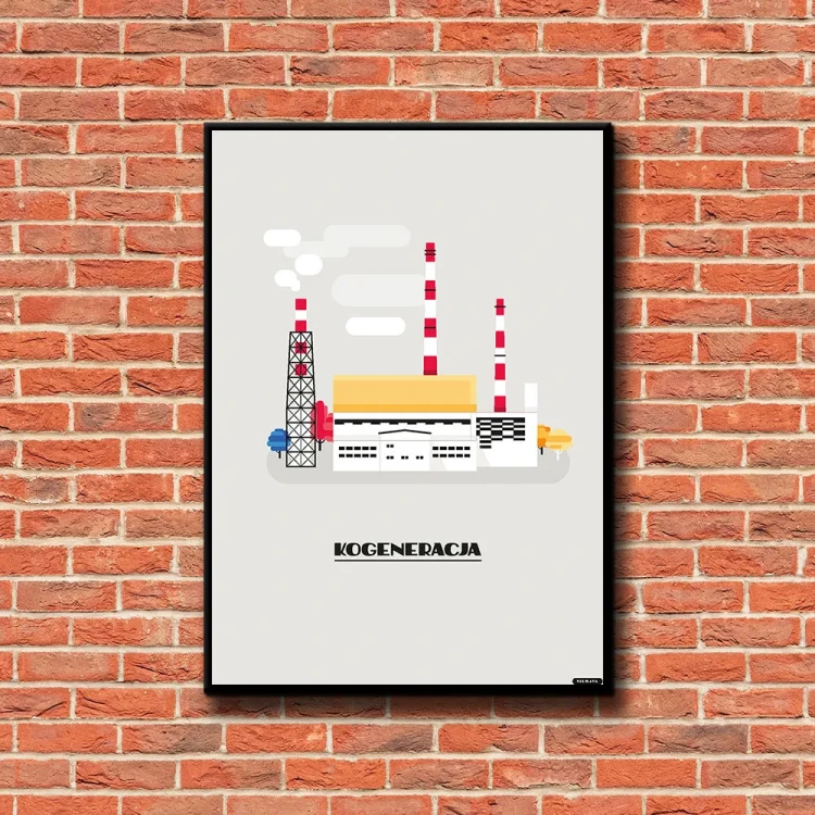 Plakat Kogeneracja tło ściana czerwone cegły
