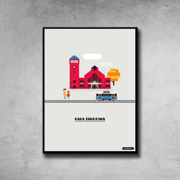 Plakat Hala Targowa tło ściana szary beton