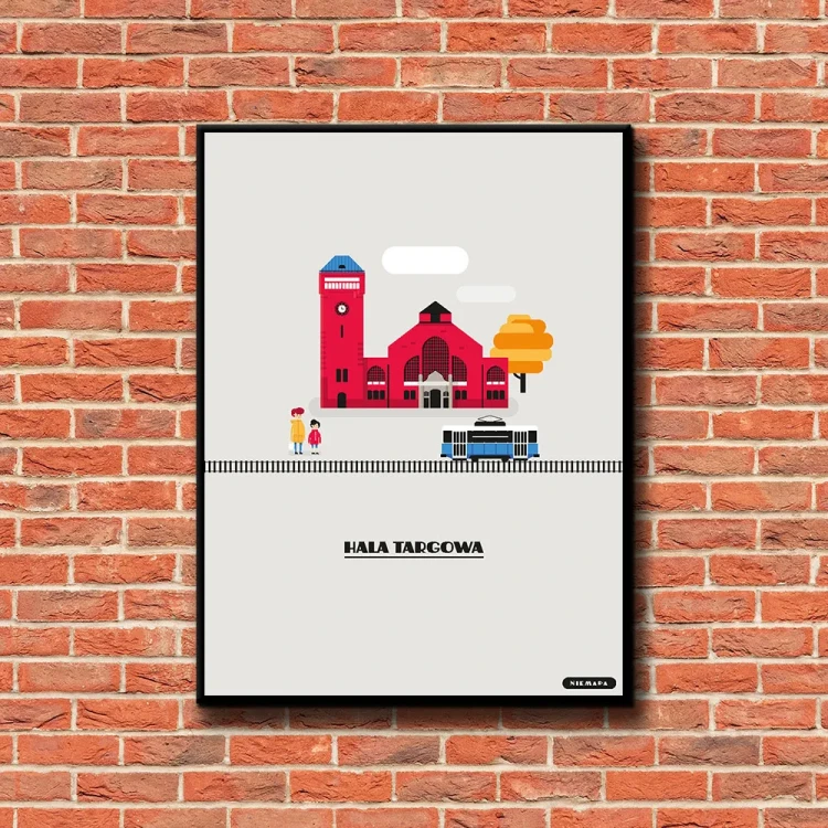 Plakat Hala Targowa tło ściana czerwone cegły