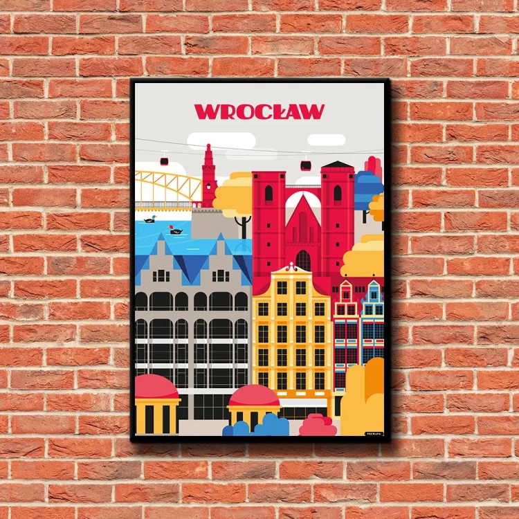 Plakat Wrocław tło ściana czerwone cegły