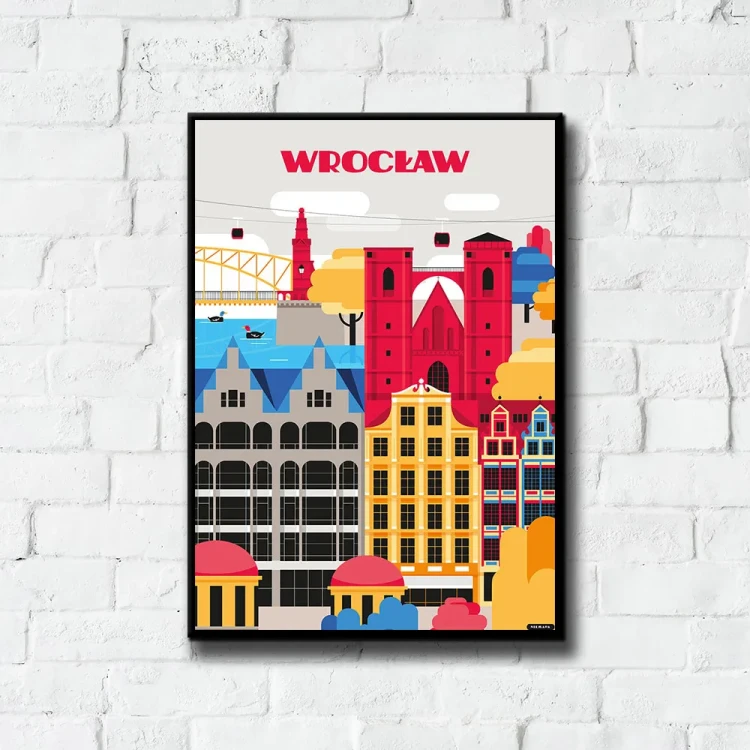 Plakat Wrocław tło ściana białe cegły