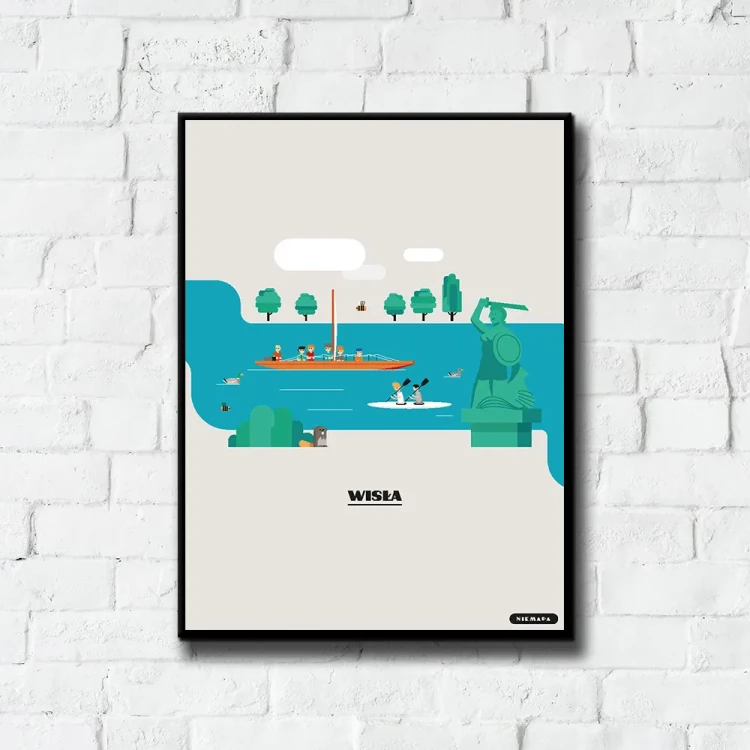 Plakat Wisla tło ściana białe cegły