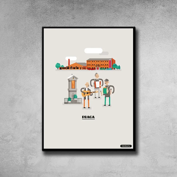 Plakat Praga tło ściana szary beton