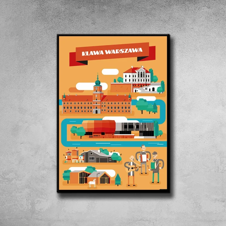 Plakat Klawa Warszawa tło ściana szary beton