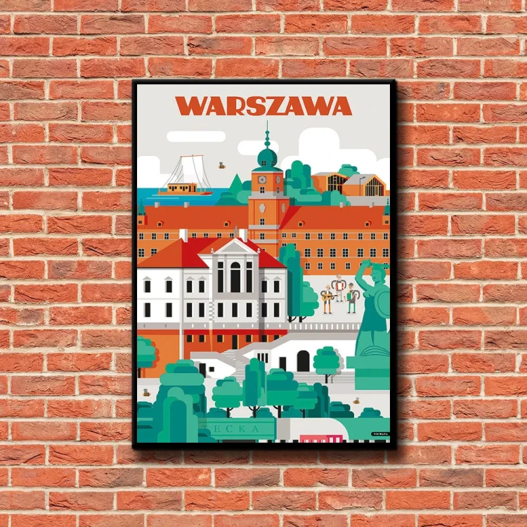 Plakat Warszawa tło ściana czerwone cegły