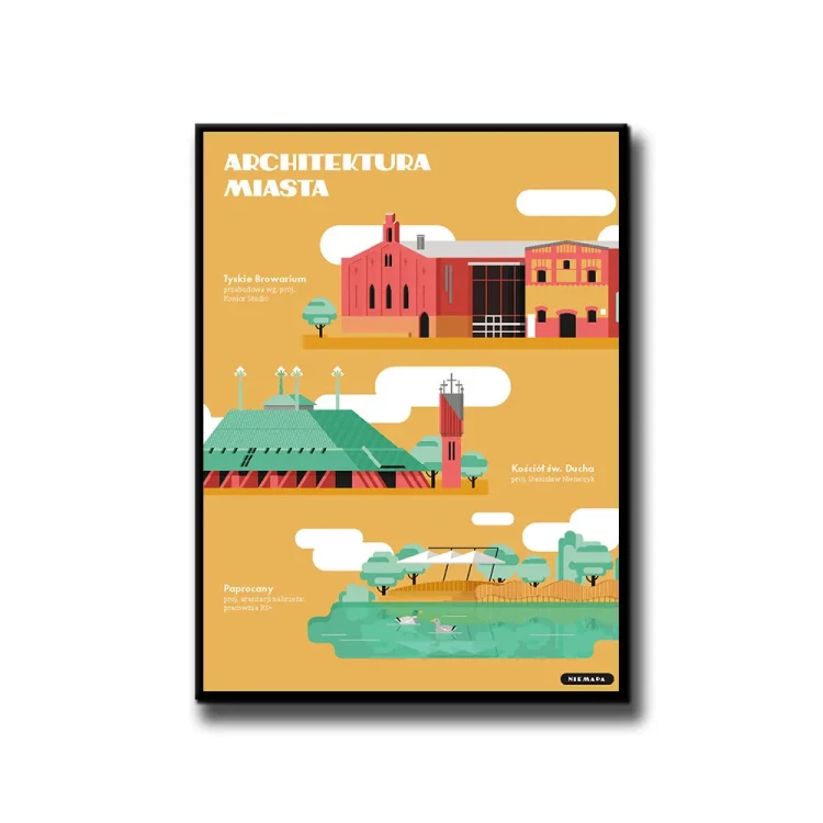 Plakat Architektura Miasta Tychy białe tło