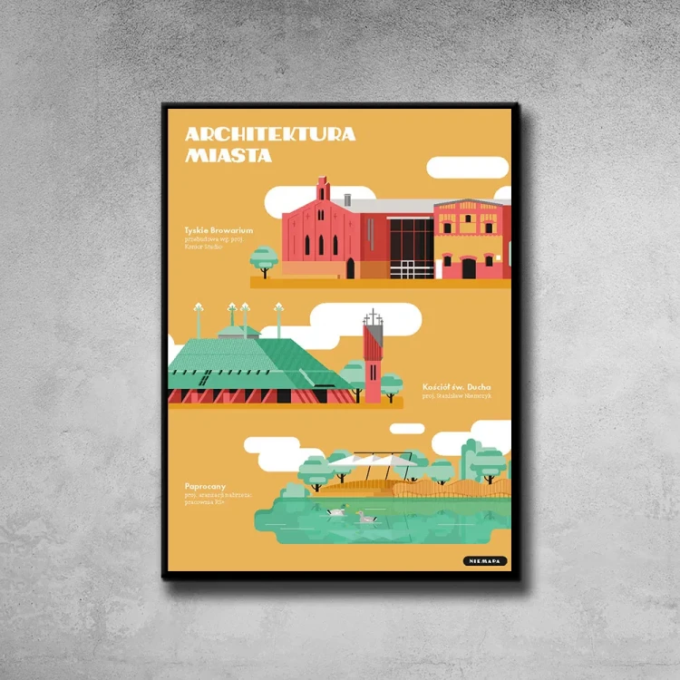 Plakat Architektura Miasta Tychy tło ściana szary beton