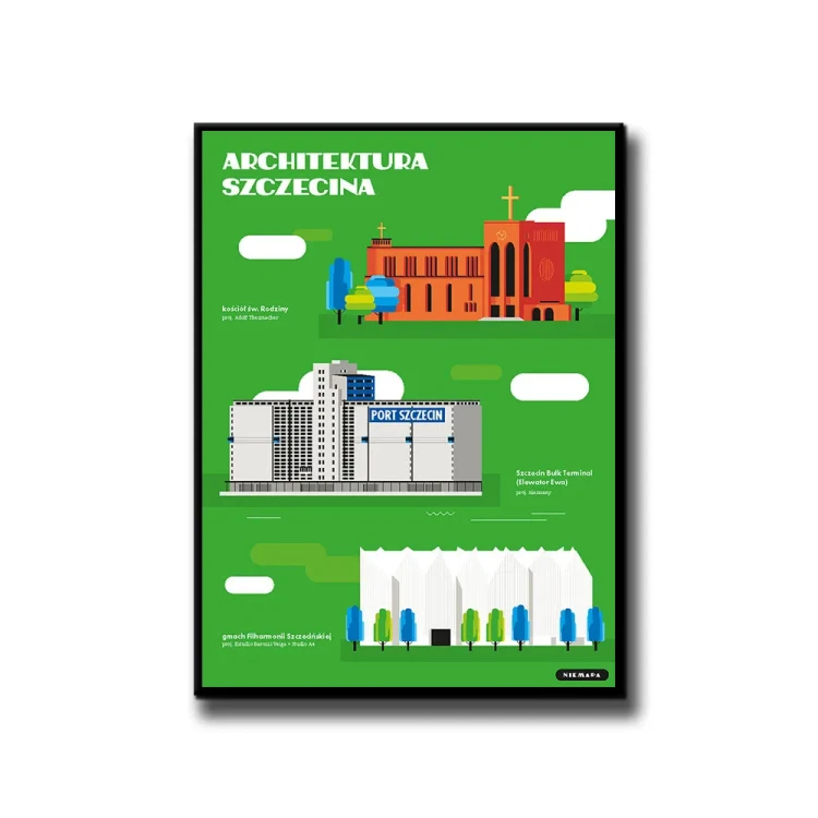 Plakat Architektura Szczecina białe tło
