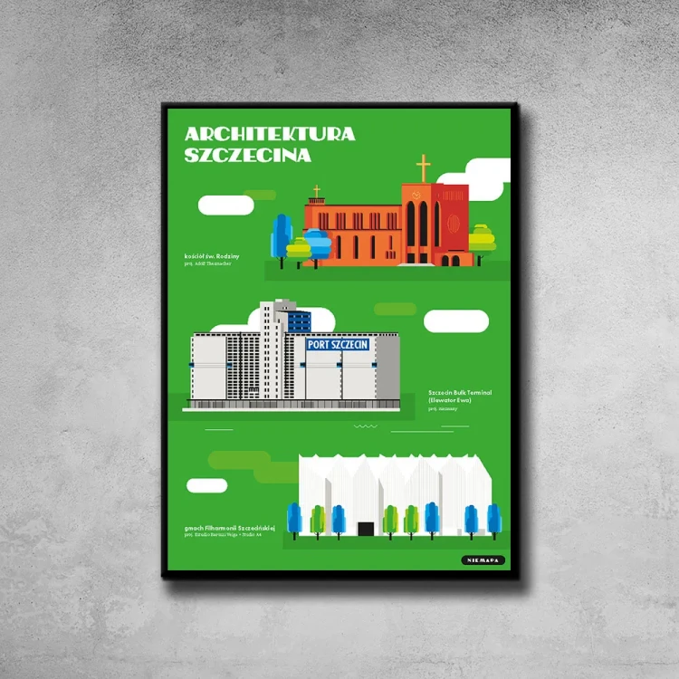 Plakat Architektura Szczecina tło ściana szary beton