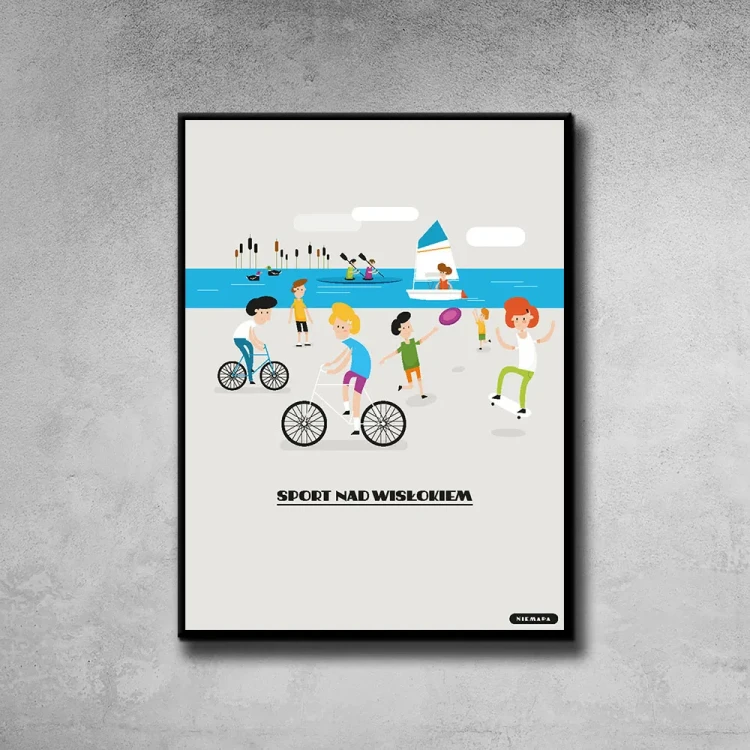 Plakat Sport nad Wisłokiem tło ściana szary beton
