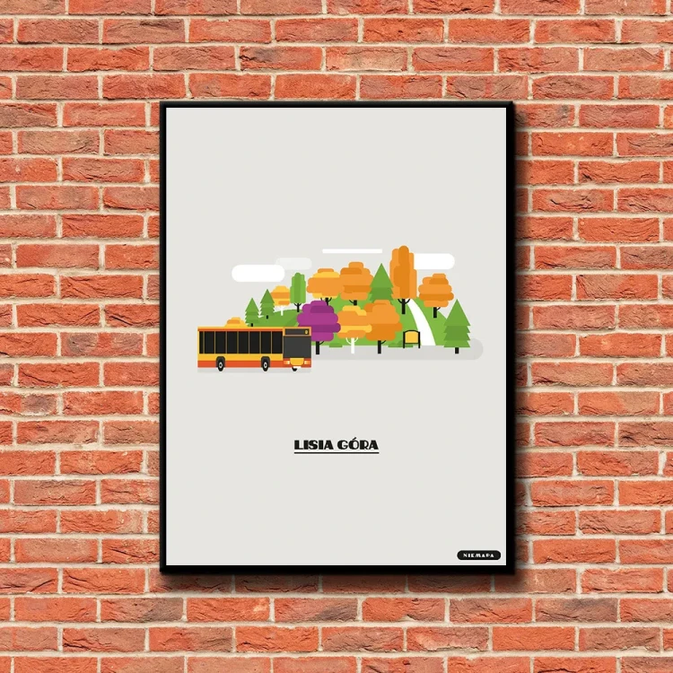 Plakat Lisia Gora tło ściana czerwone cegły