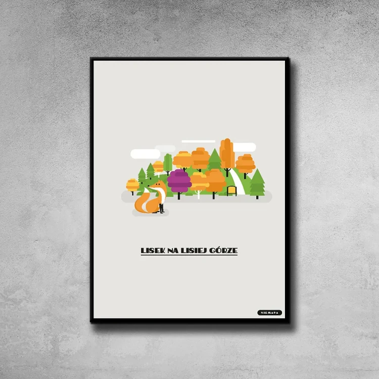 Plakat Lisek na Lisiej Górze tło ściana szary beton