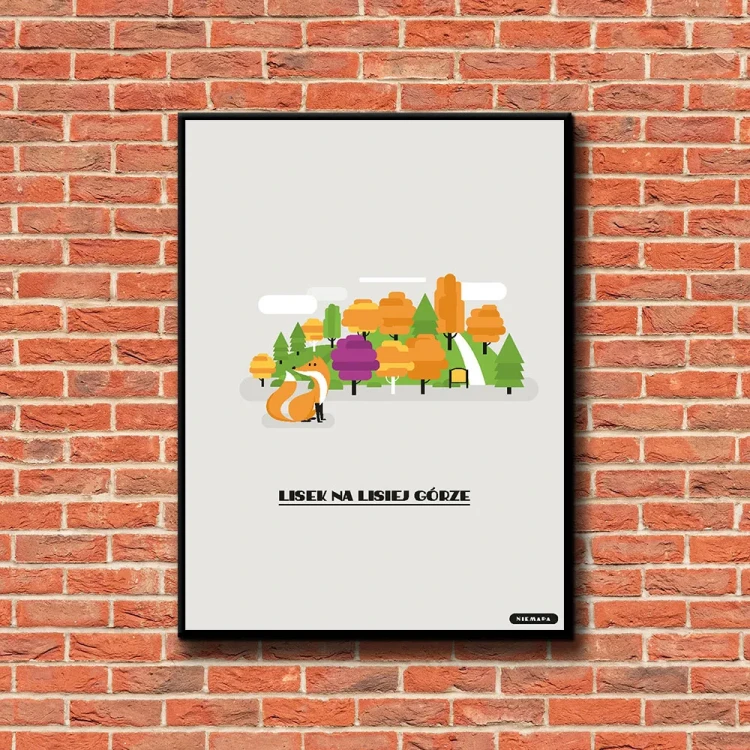 Plakat Lisek na Lisiej Górze tło ściana czerwone cegły