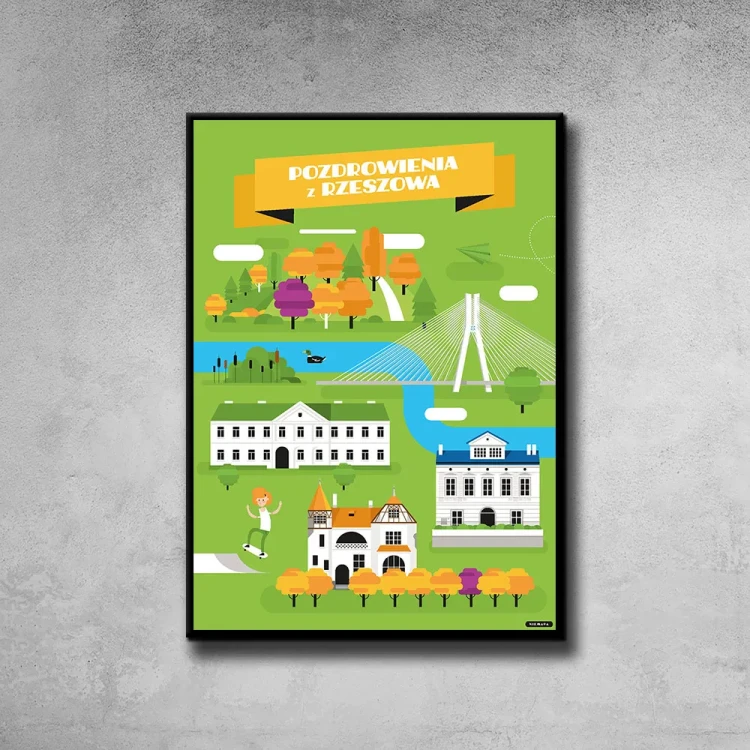 Plakat Pozdrowienia z Rzeszowa tło ściana szary beton