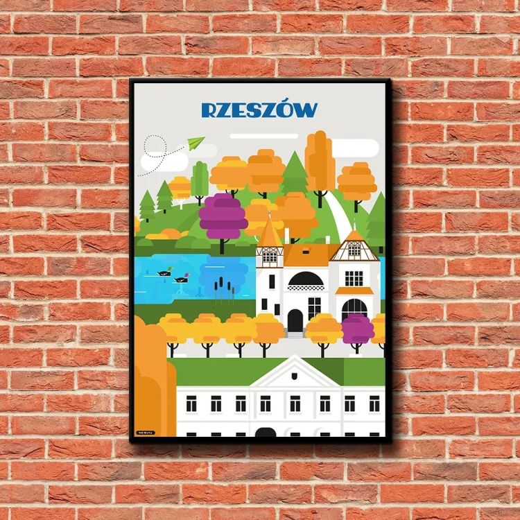 Plakat Rzeszów tło ściana czerwone cegły