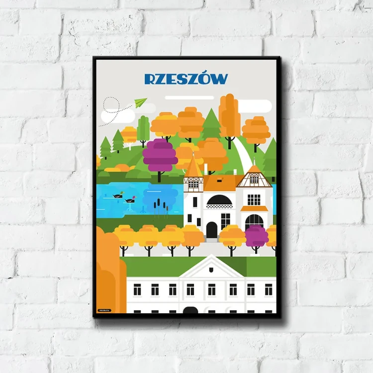 Plakat Rzeszów tło ściana białe cegły