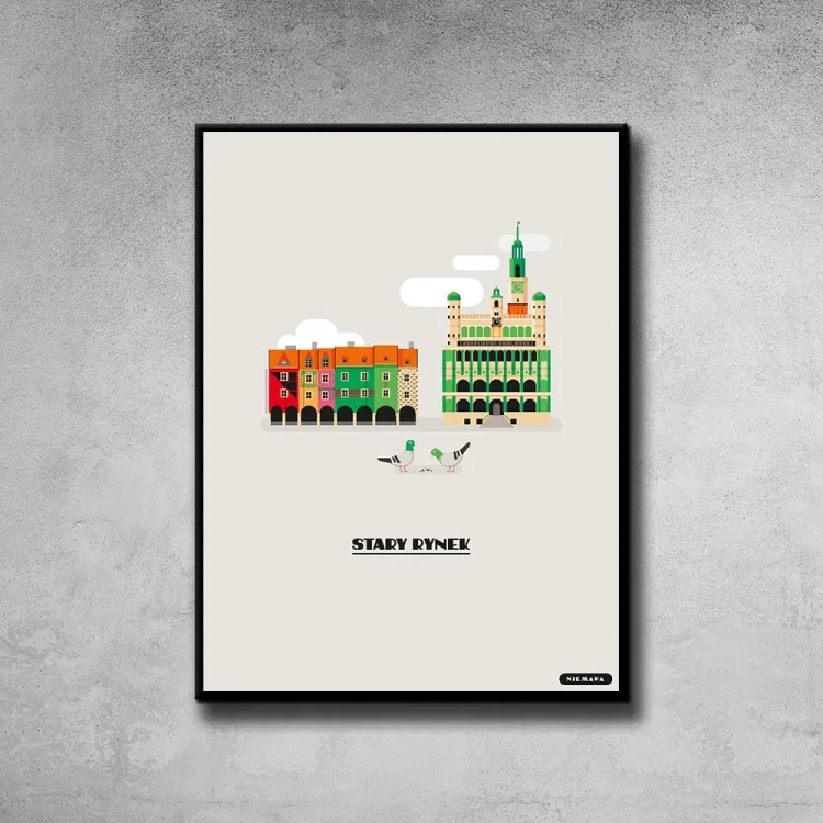 Plakat Stary Rynek tło ściana szary beton