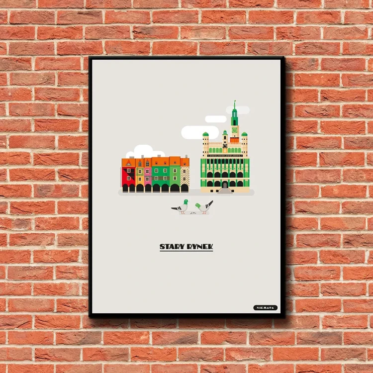 Plakat Stary Rynek tło ściana czerwone cegły