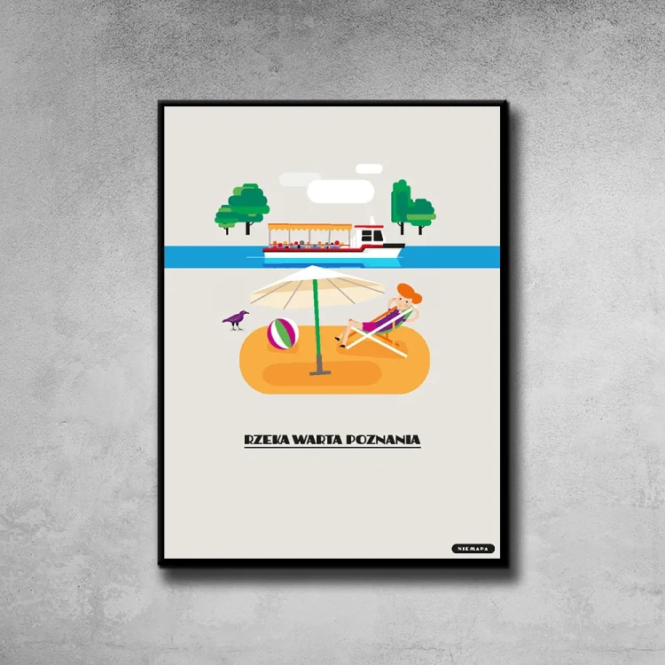 Plakat Rzeka Warta Poznania tło ściana szary beton