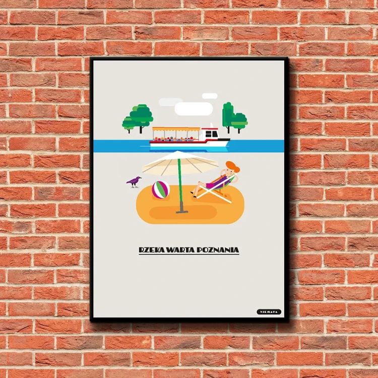 Plakat Rzeka Warta Poznania tło ściana czerwone cegły