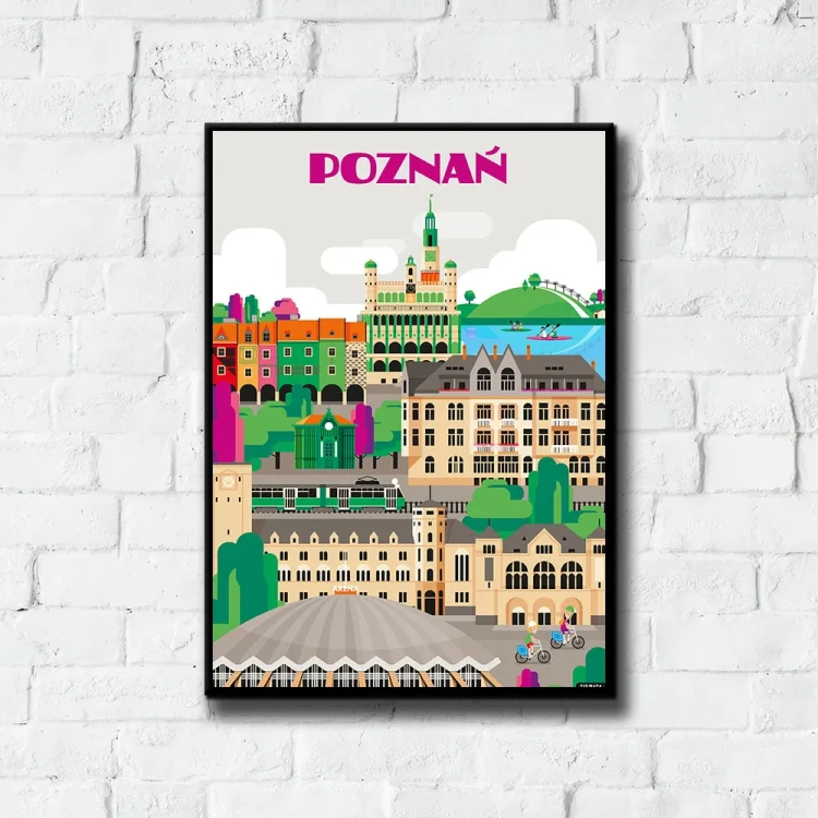 Plakat Poznań tło ściana białe cegły