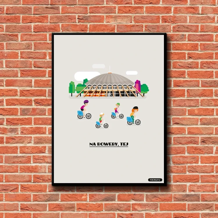 Plakat Na Rowery, Tej tło ściana czerwone cegły