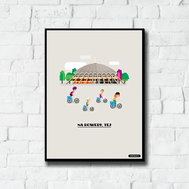 Plakat Na Rowery, Tej tło ściana białe cegły