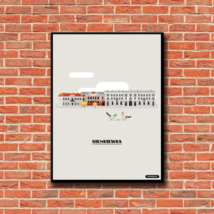 Plakat Sienkiewka tło ściana czerwone cegły