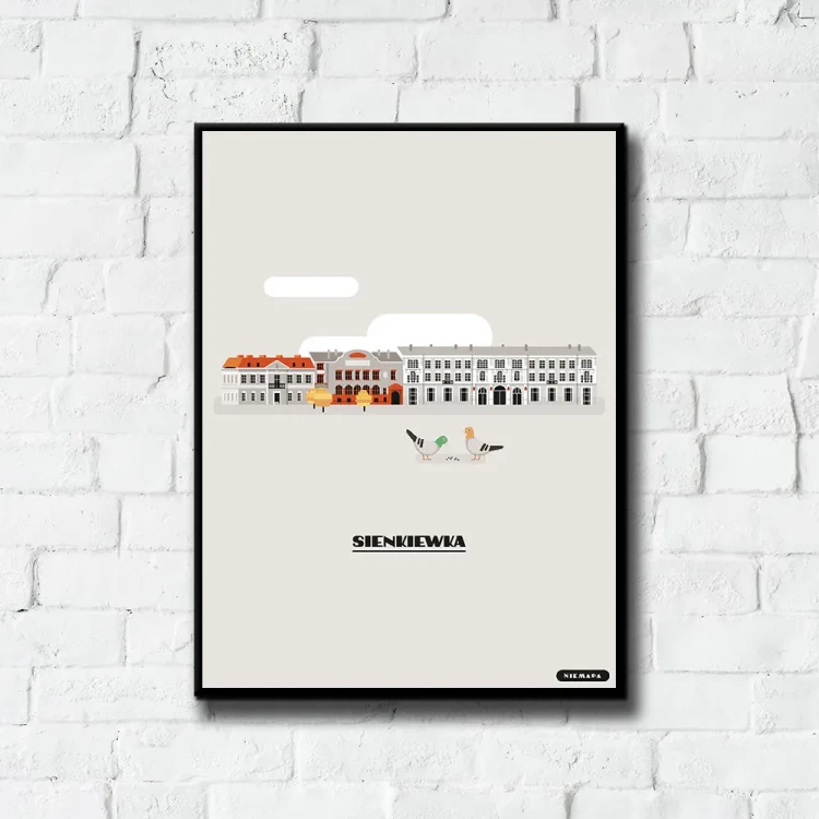 Plakat Sienkiewka tło ściana białe cegły