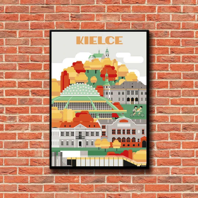 Plakat Kielce tło ściana czerwone cegły