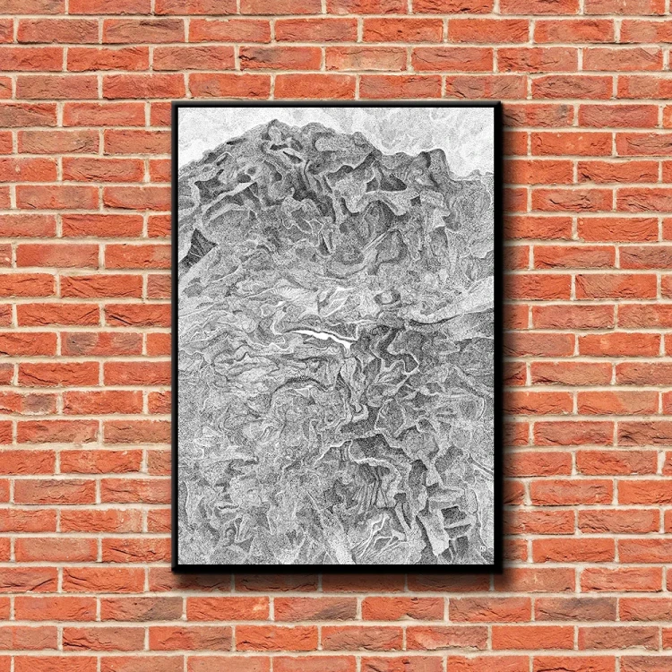 Plakat Mountains tło ściana czerwone cegły