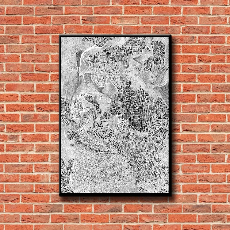 Plakat City tło ściana czerwone cegły