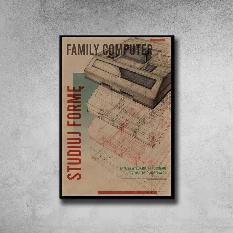 Plakat Family Computer tło ściana szary beton