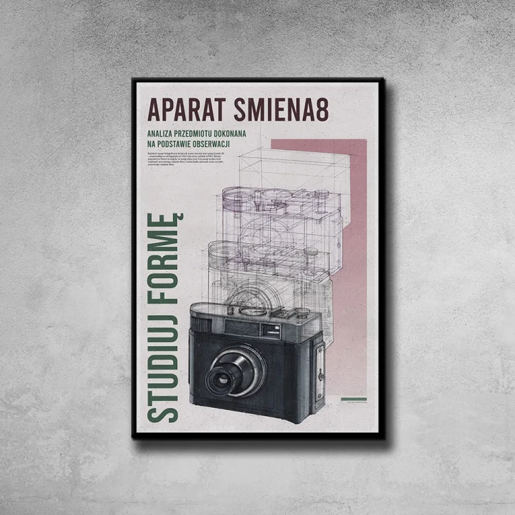 Plakat Aparat Smiena 8 tło ściana szary beton