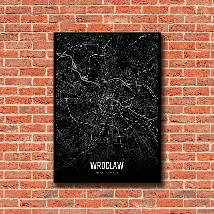 Plakat Wrocław night tło ściana czerwone cegły
