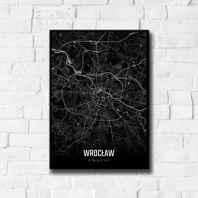 Plakat Wrocław night tło ściana białe cegły