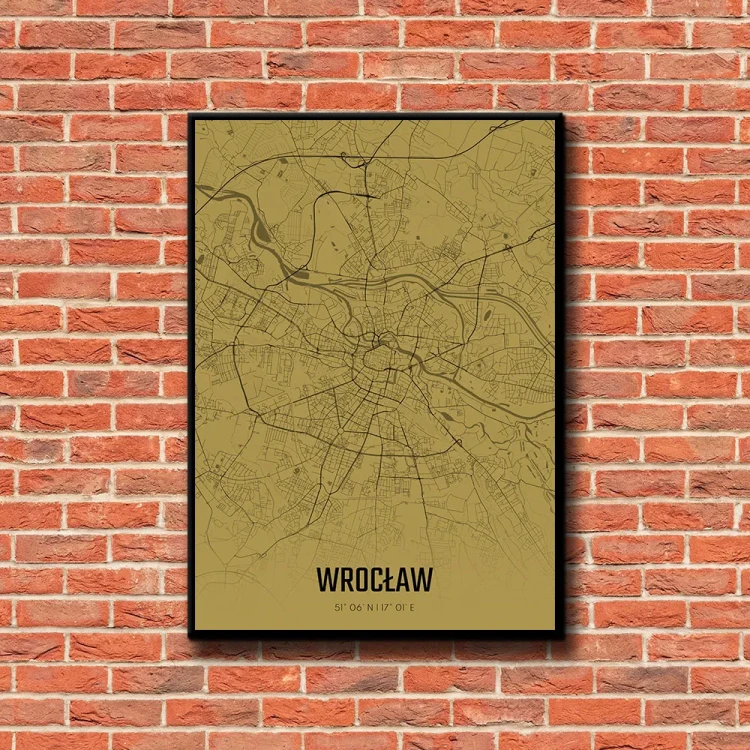 Plakat Wrocław amber tło ściana czerwone cegły