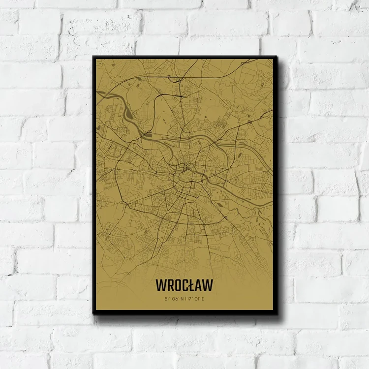 Plakat Wrocław amber tło ściana białe cegły