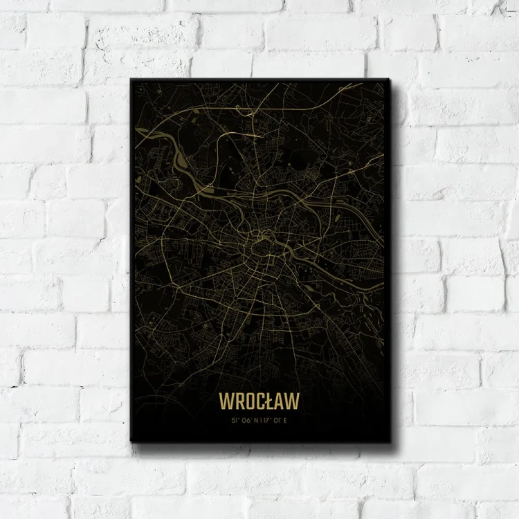 Plakat Wrocław amber night tło ściana białe cegły